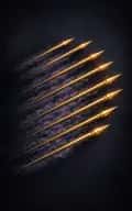 Eight of Wands tarot card illustration featuring eight flying wands, motion streaks, clear sky in a speed, direct momentum, opening window ceremonial composition.
