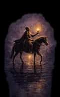 Knight of Cups tarot card illustration featuring white horse, offered cup, river landscape in a romantic pursuit, idealism, heart in motion ceremonial composition.