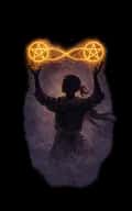 Two of Pentacles tarot card illustration featuring figure juggling two pentacles, infinity ribbon, ships in waves in a balance in motion, juggling, adaptability ceremonial composition.
